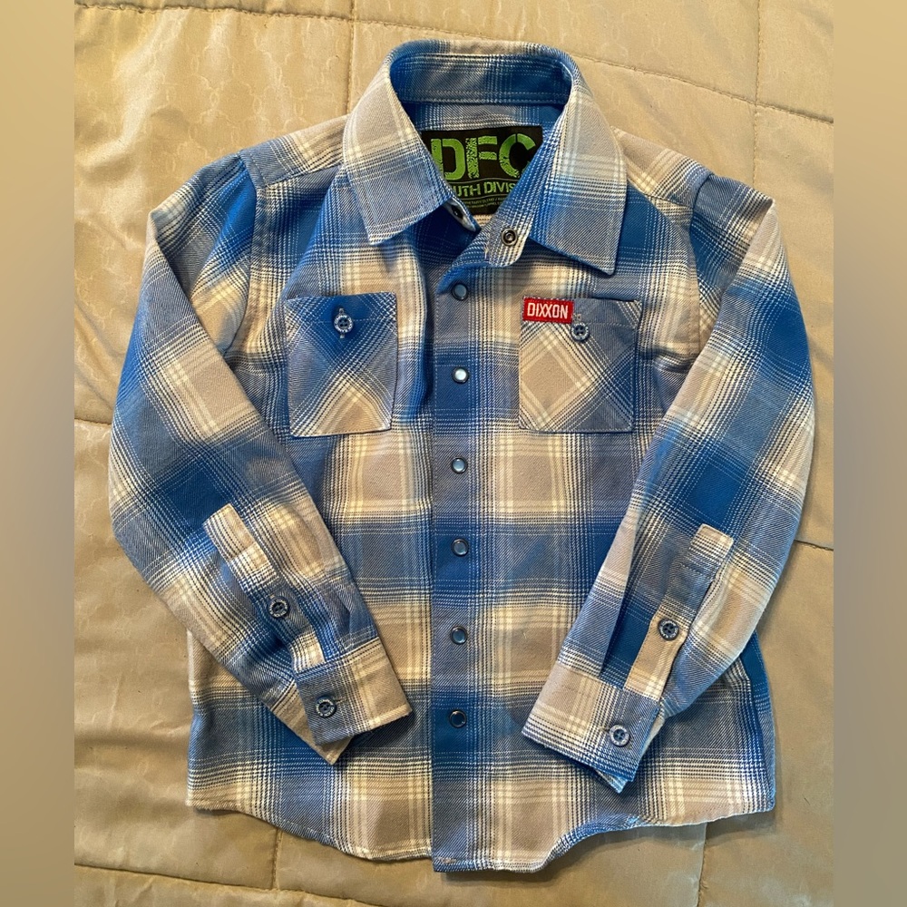 DIXXON Blue and White Plaid Button-Down Kids Shirt